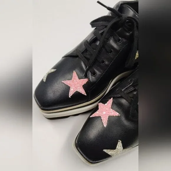 Stella McCartney Leather Elyse Star Platform Trainers Sneakers Sz 38 - Picture 8 of 16